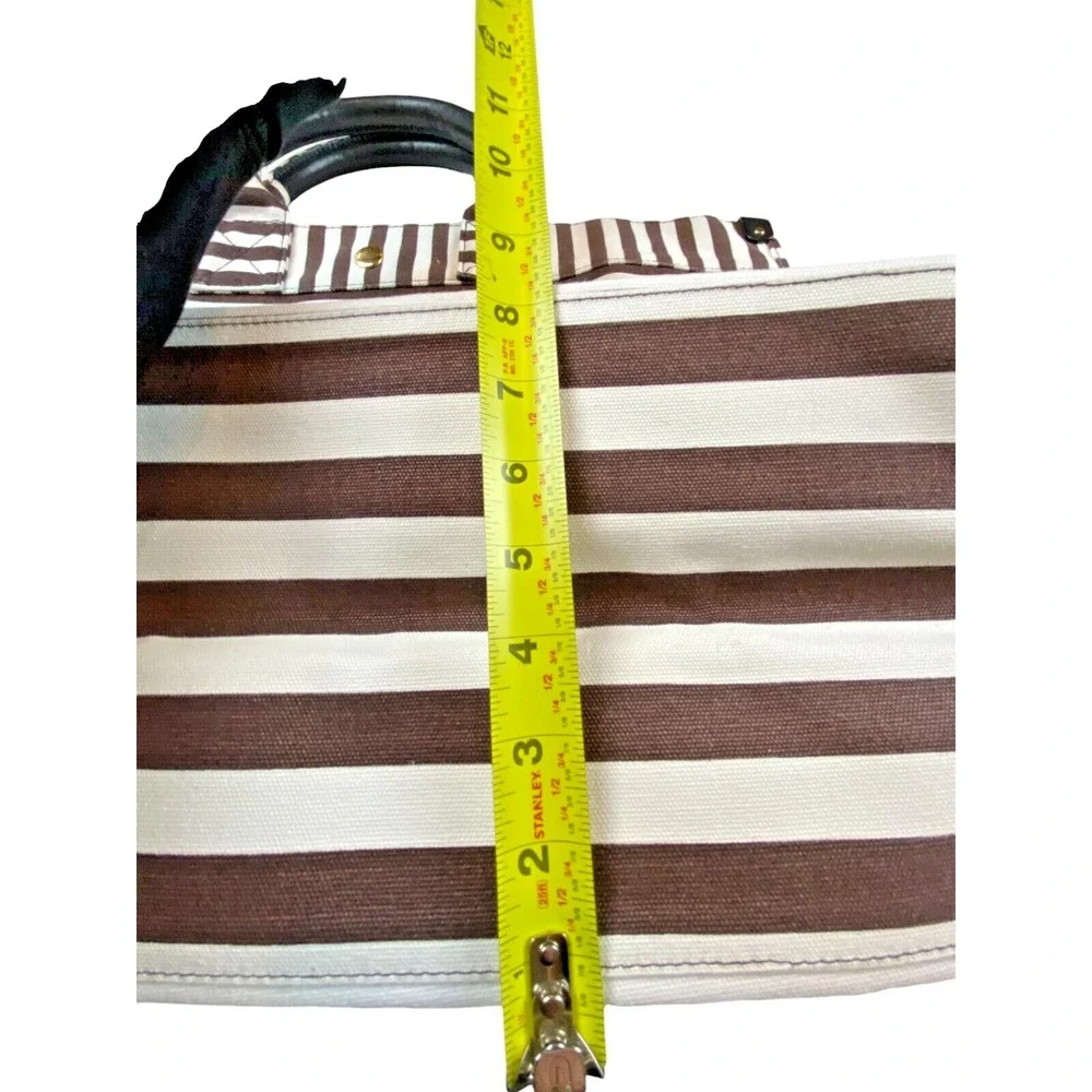 Henri Bendel New York Signature Top Handle Tote Stripe Canvas NWOT